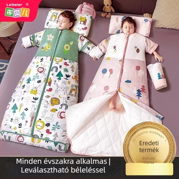 Gyermek alvózsákja négy évszakos, meleg pamut töltőanyaggal és levehető béléssel, rajzfilm mintázat