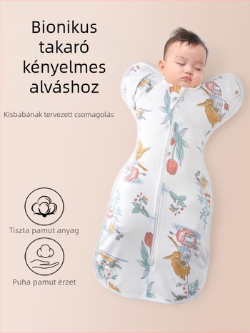 Újszülött pamut swaddle alvózsák vékony, három évszakos, anti-kick dizájnnal