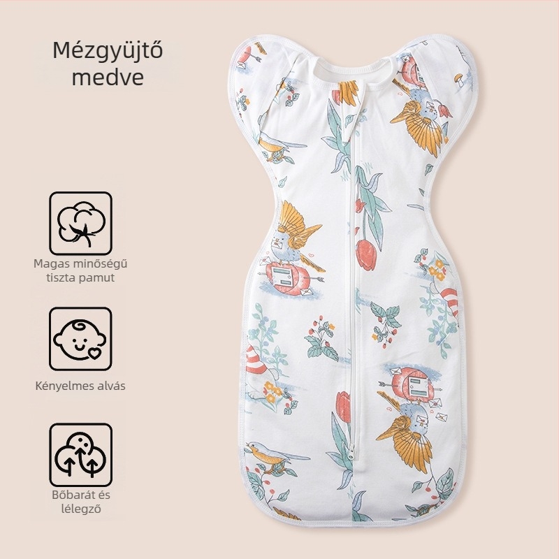 Újszülött pamut swaddle alvózsák vékony, három évszakos, anti-kick dizájnnal