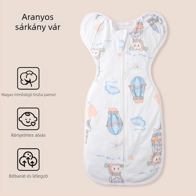 Újszülött pamut swaddle alvózsák vékony, három évszakos, anti-kick dizájnnal