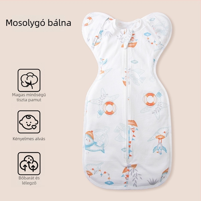 Újszülött pamut swaddle alvózsák vékony, három évszakos, anti-kick dizájnnal