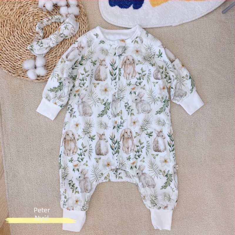 Baba őszi-téli négy réteg bambusz rostból készült alvózsák, osztott lábakkal, védelem a rúgások ellen, töltet pamuttal