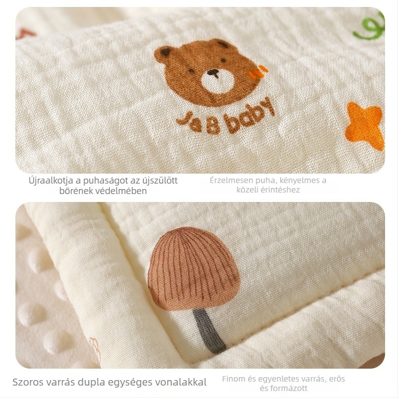 Babakocsi ülés párna - Négy évszakos, 100% pamut géz, Kapitonált bean velvet, kétoldalas, Kód 9636