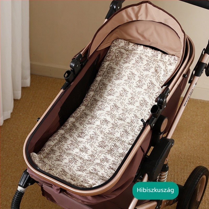 Babakocsi ülés párna - Négy évszakos, 100% pamut géz, Kapitonált bean velvet, kétoldalas, Kód 9636
