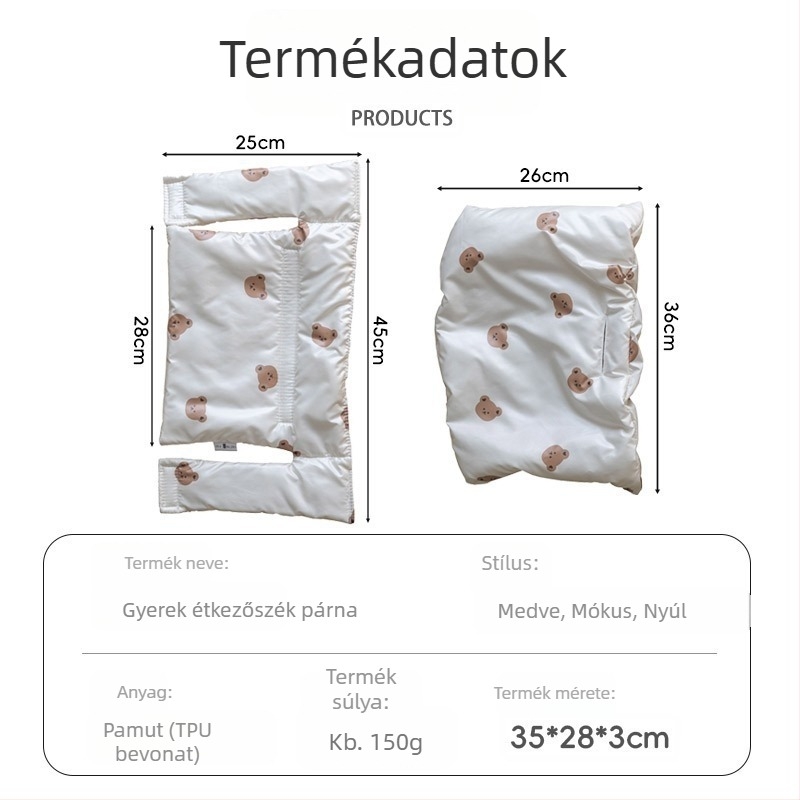 Gyermek étkezőszék párna – PU anyag, 1-2 éveseknek, Csecsemő pozícionáló párna, Xinxing márka