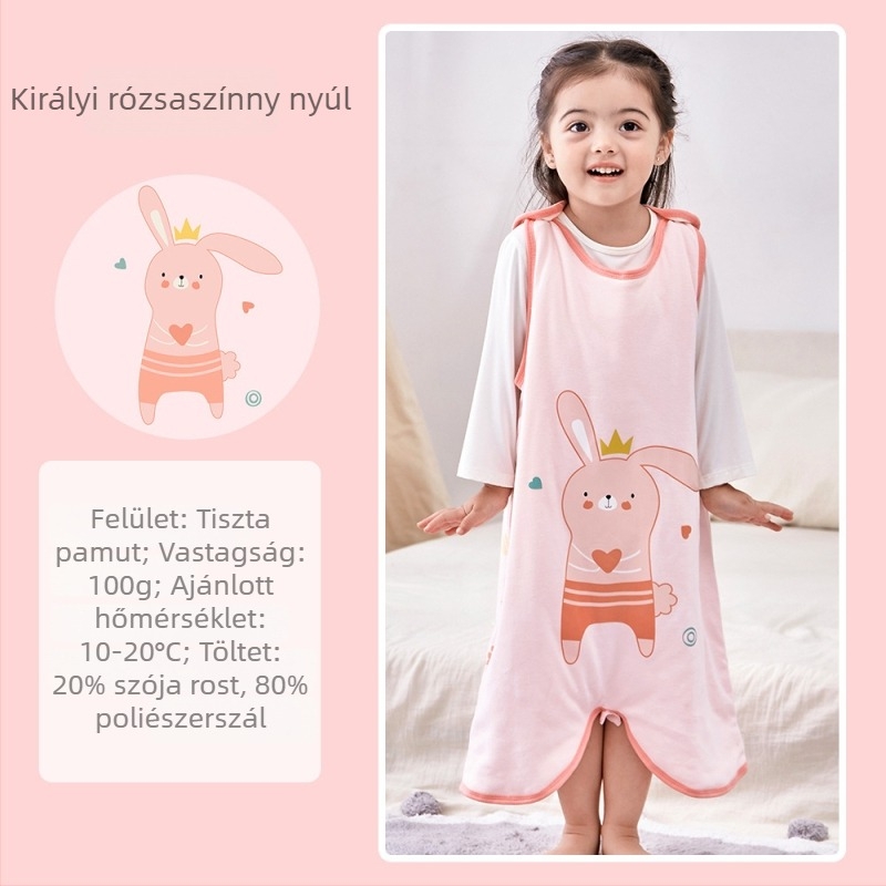 Bébi hálózsák vékony quilt pamutból, külső és bélés 95%+ pamut, töltet poliészter-pamut, fém cipzár, rajzfilm minta