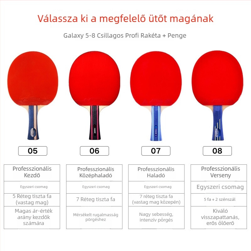 Galaxy asztaliteniszütő 56 csillaggal, magas rugalmasságú, gyerekeknek, professzionális osztály, egyenes ütés