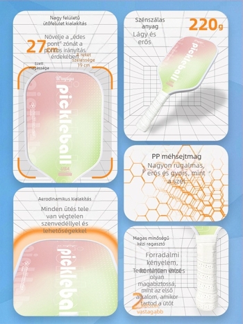 Pickleball ütő, szénszálas, teljes készlet, Kaiyi, felnőtteknek és gyerekeknek, 220 g