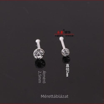 Orrtű ékszer, 925-ös sterling ezüst, kézzel készített, rhinestone kristály, geometriai dizájn