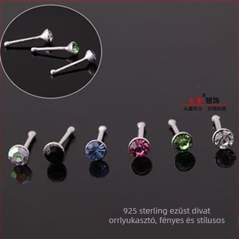 Orrtű ékszer, 925-ös sterling ezüst, kézzel készített, rhinestone kristály, geometriai dizájn