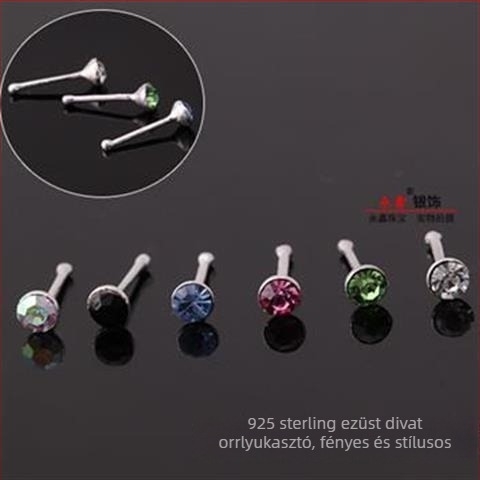 Orrtű ékszer, 925-ös sterling ezüst, kézzel készített, rhinestone kristály, geometriai dizájn