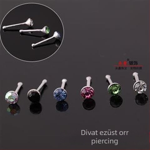 Orrtű ékszer, 925-ös sterling ezüst, kézzel készített, rhinestone kristály, geometriai dizájn