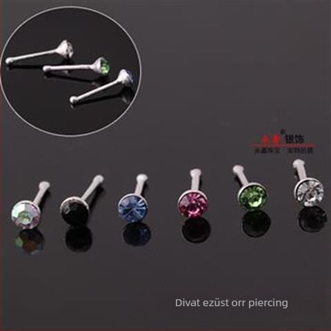 Orrtű ékszer, 925-ös sterling ezüst, kézzel készített, rhinestone kristály, geometriai dizájn