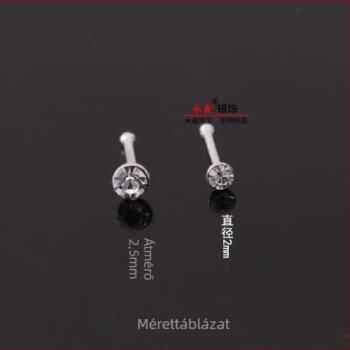 Orrtű ékszer, 925-ös sterling ezüst, kézzel készített, rhinestone kristály, geometriai dizájn