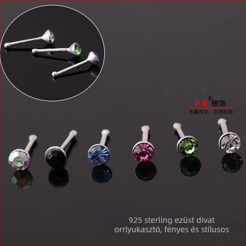 Orrtű ékszer, 925-ös sterling ezüst, kézzel készített, rhinestone kristály, geometriai dizájn