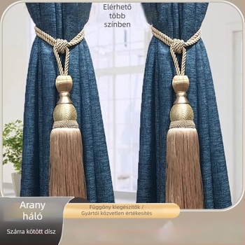 Függönyöv bojtos golyóval — anyag textil, modern minimalist stílus
