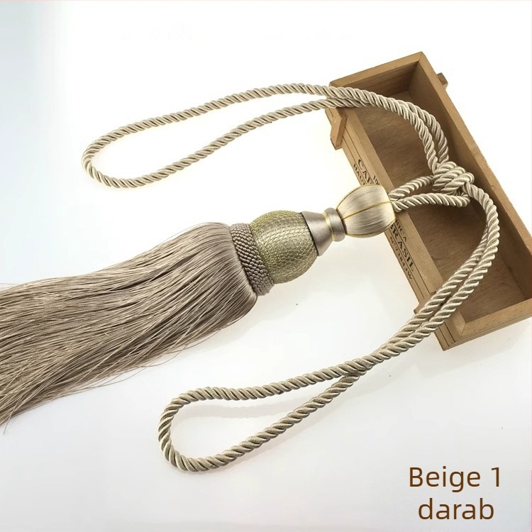 Függönyöv bojtos golyóval — anyag textil, modern minimalist stílus