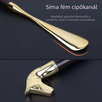 Luxus cipőkanál oroszlánfej és lófej dizájnnal, tizenkét zodiákus motívummal, fa-ötvözet bevonattal, hossz 32 cm, modell XB137, Yingte