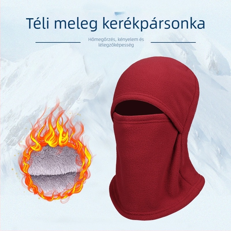 Téli kerékpáros maszk-kapucni integrált sisakbelsővel, uniszex, fleece anyag, szélálló és meleg (Anyag: fleece; Feldolgozás és testreszabás: Igen; Hivatalos privát márka: Igen)