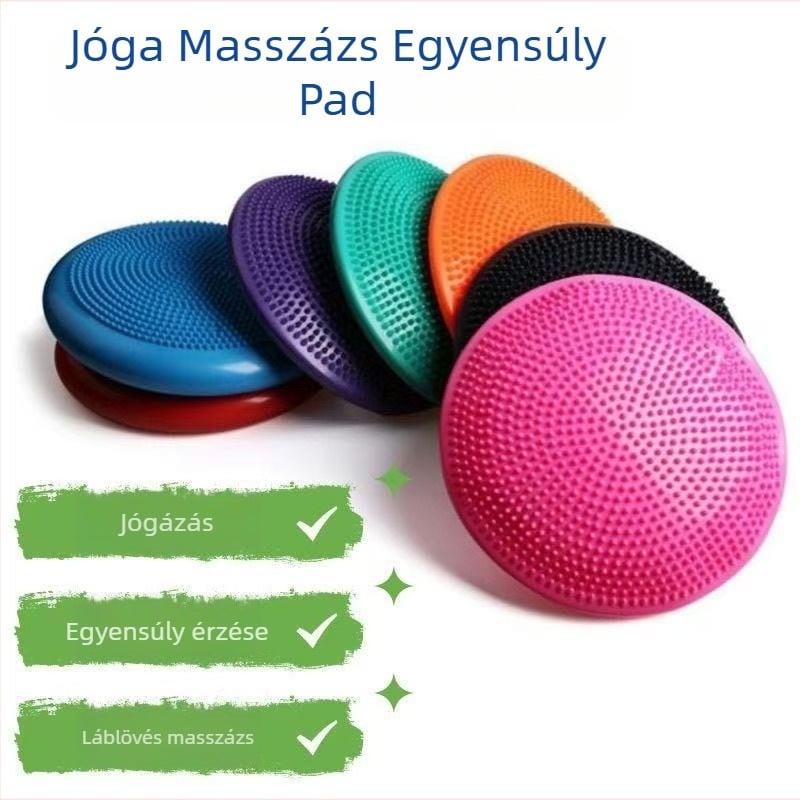 Jóga PVC egyensúly matrac a rehabilitációhoz és az egyensúly edzéséhez, felfújható, 900 g, masszázs labda