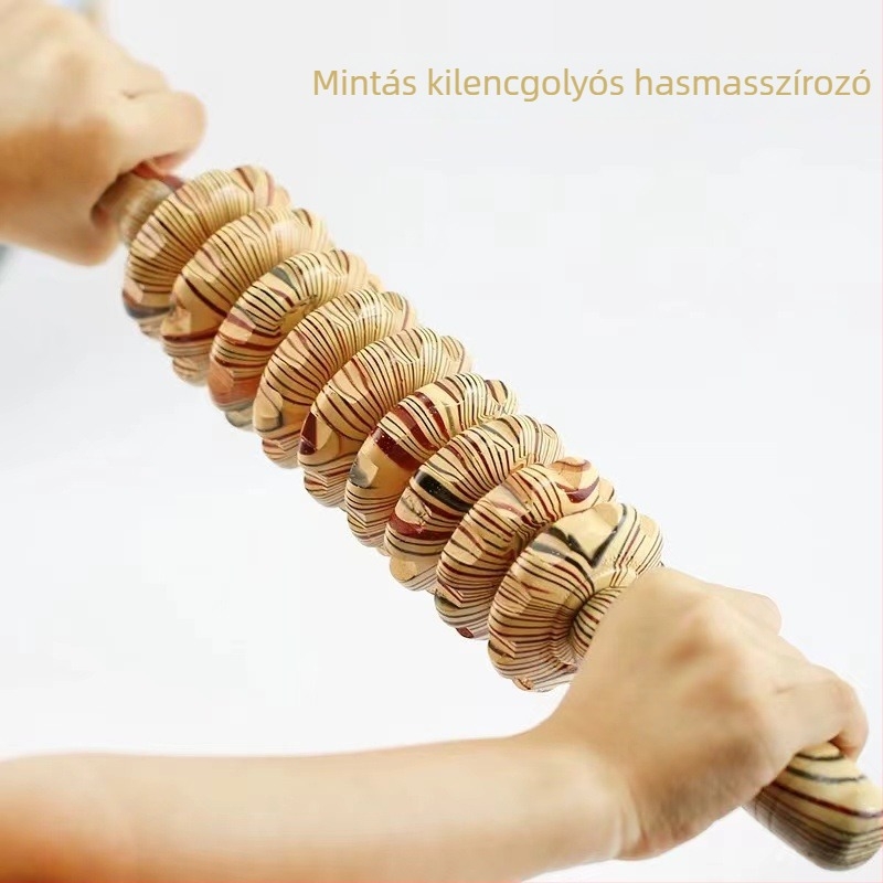 Fából készült jóga masszázs görgő – teljes testre masszírozó, célozva derék, nyak, hát és vállak, otthoni használatra