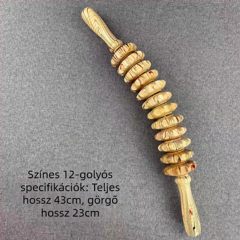 Fából készült jóga masszázs görgő – teljes testre masszírozó, célozva derék, nyak, hát és vállak, otthoni használatra