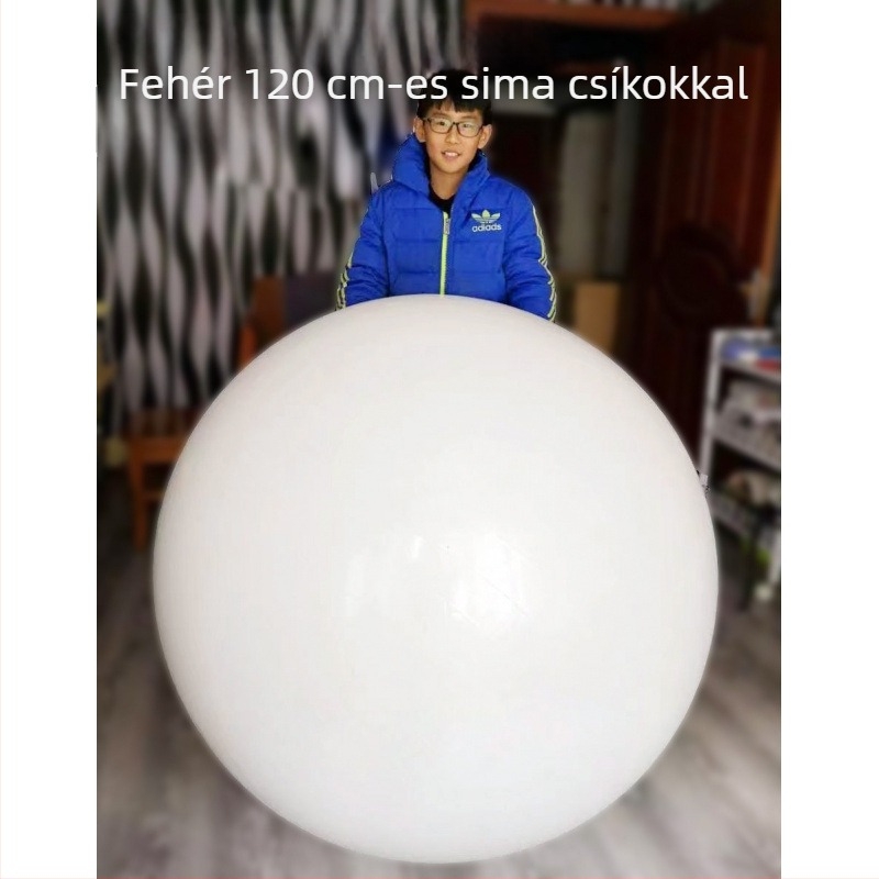 Tiszta fehér, matt felületű felfújható jóga labda, dekorációhoz és fotózáshoz