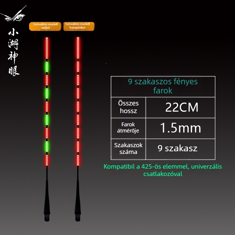 LED lebegő farkú horgász úszó — nagy fényerő, 322/425 dupla LED-sor, színváltás, nappali és éjszakai használatra