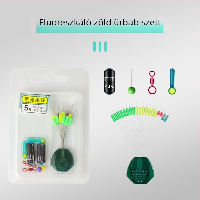 Szilikon horgászati eszközök készlet – teljes készlet színes gyűrűkkel és alkatrészekkel