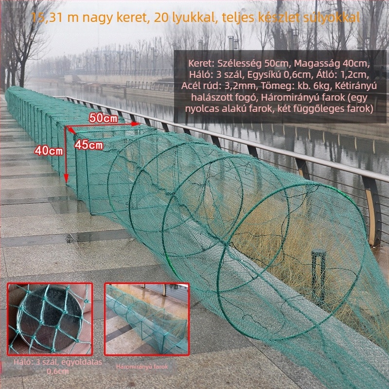 Összecsukható nagy keretes halas ketrec garnélarák és rákok számára — polietilén kivitel