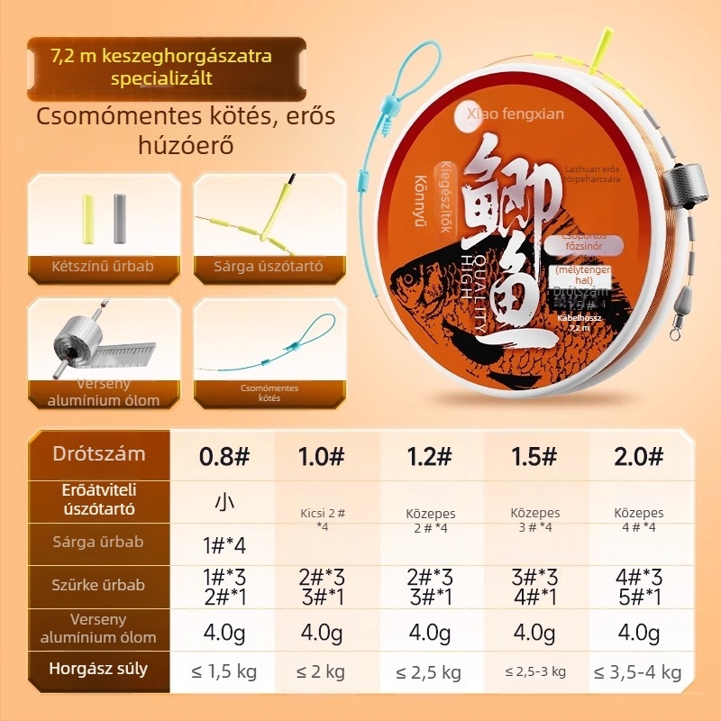 Xiaofengxian keszeg horgász zsinór készlet — előre kötött téli zsinór, csomómentes, könnyű felszerelés