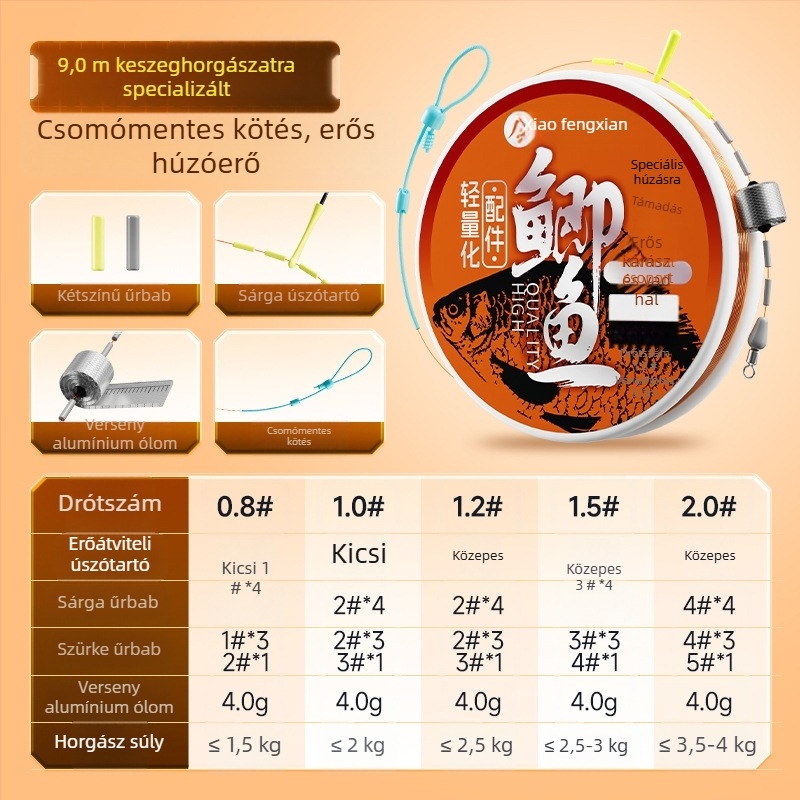 Xiaofengxian keszeg horgász zsinór készlet — előre kötött téli zsinór, csomómentes, könnyű felszerelés