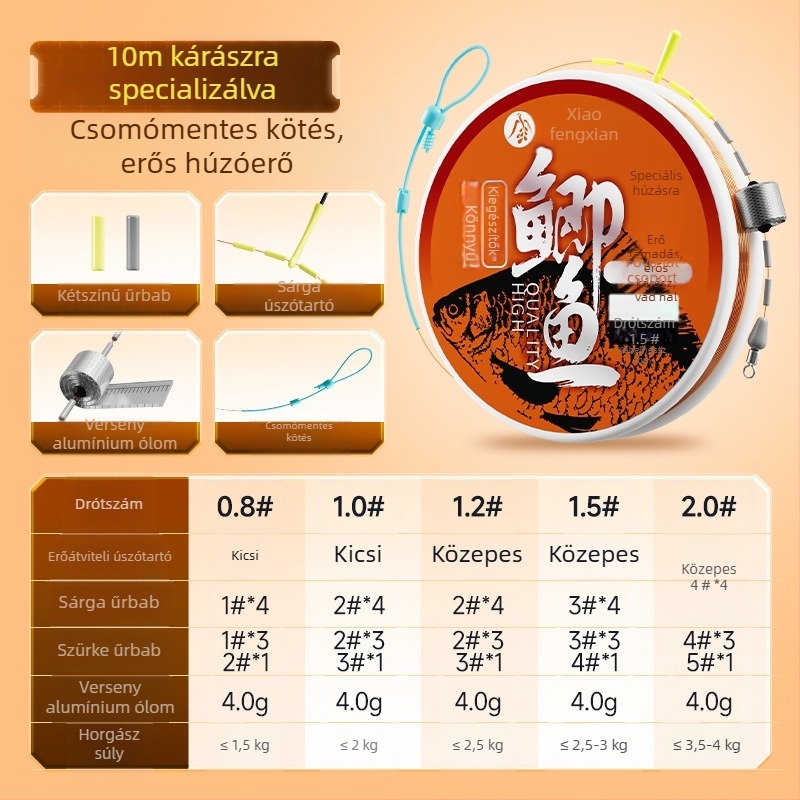 Xiaofengxian keszeg horgász zsinór készlet — előre kötött téli zsinór, csomómentes, könnyű felszerelés