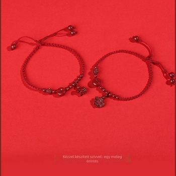 Természetes cinnabarból készült bokalánc, zodiákus téma, kötött