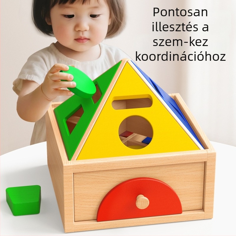 Montessori fa játék a színek és formák felismerésére – korai fejlesztést támogató építőblokkok, 0-3 év