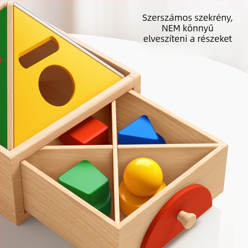 Montessori fa játék a színek és formák felismerésére – korai fejlesztést támogató építőblokkok, 0-3 év