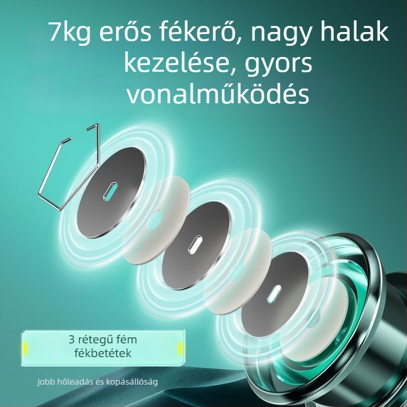 Kawasawa spinningorsó, teljesen fémből készült test, előfeszítéses fék, hosszú dobás