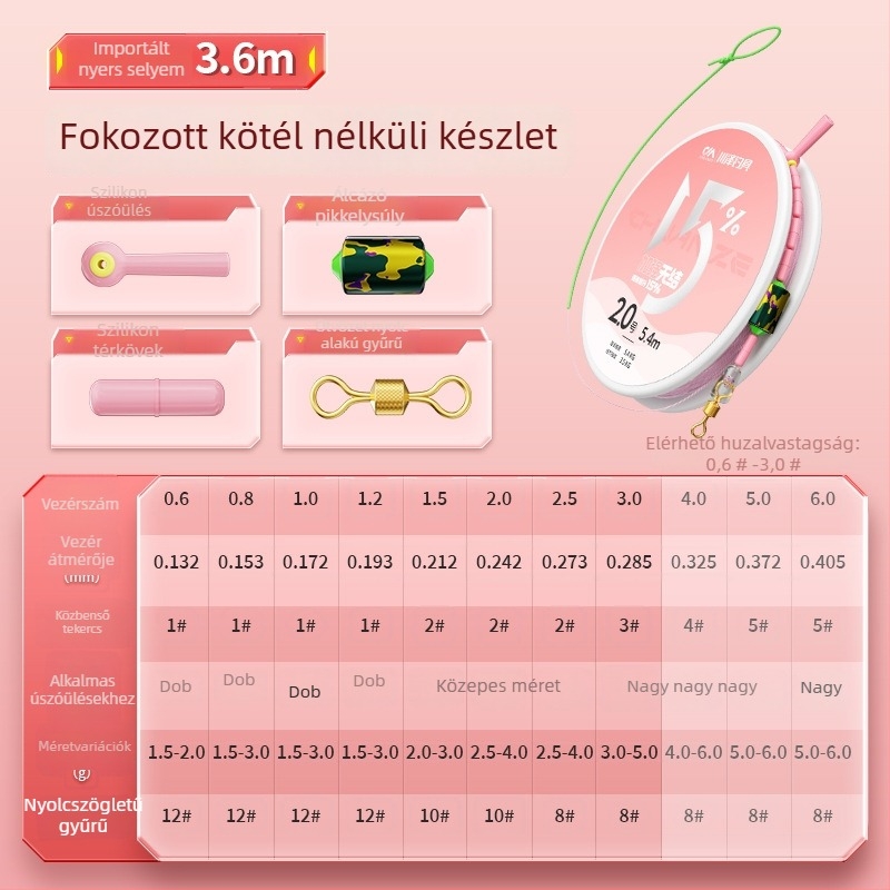 Fő horgász damil, megerősített, csomómentes, nylonból, horgászatra folyóvizekben, tavakban és tározókban