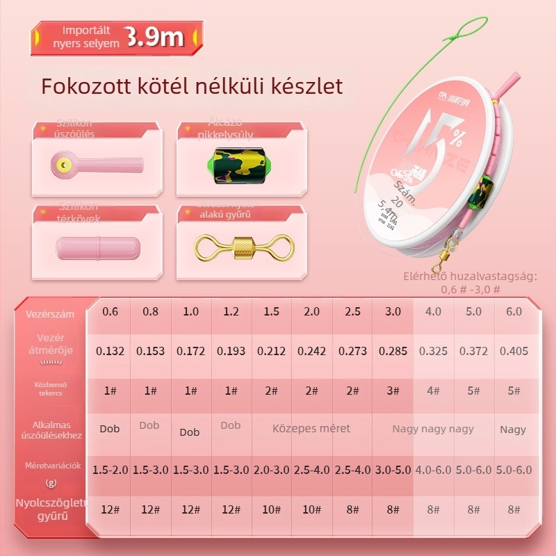 Fő horgász damil, megerősített, csomómentes, nylonból, horgászatra folyóvizekben, tavakban és tározókban