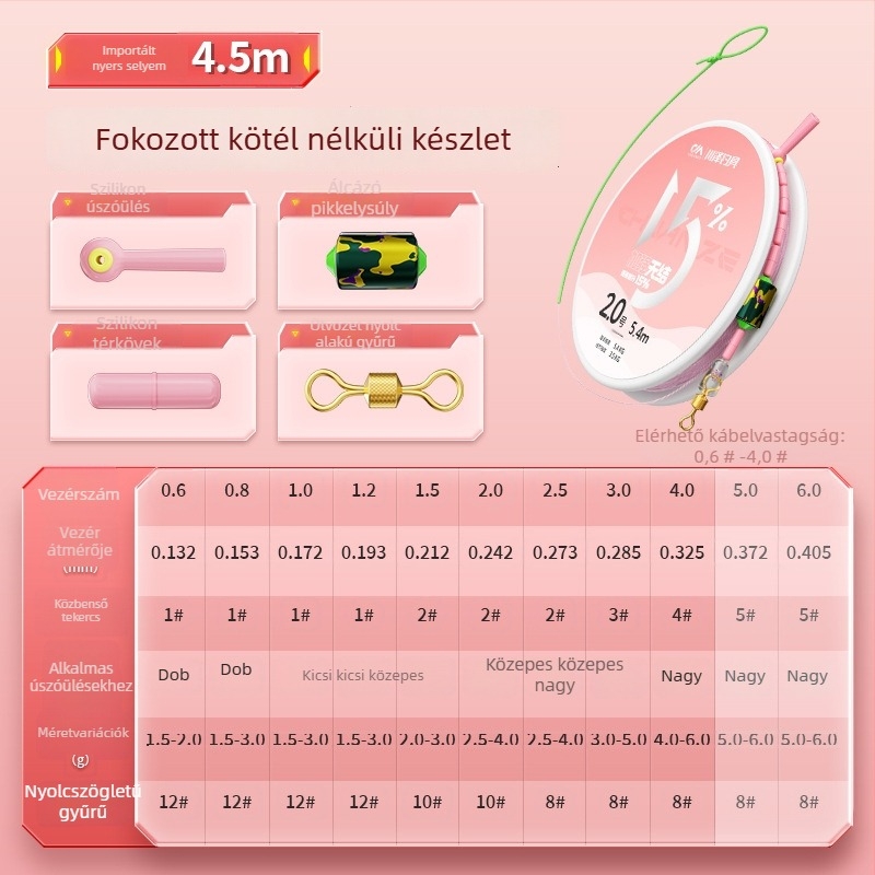 Fő horgász damil, megerősített, csomómentes, nylonból, horgászatra folyóvizekben, tavakban és tározókban