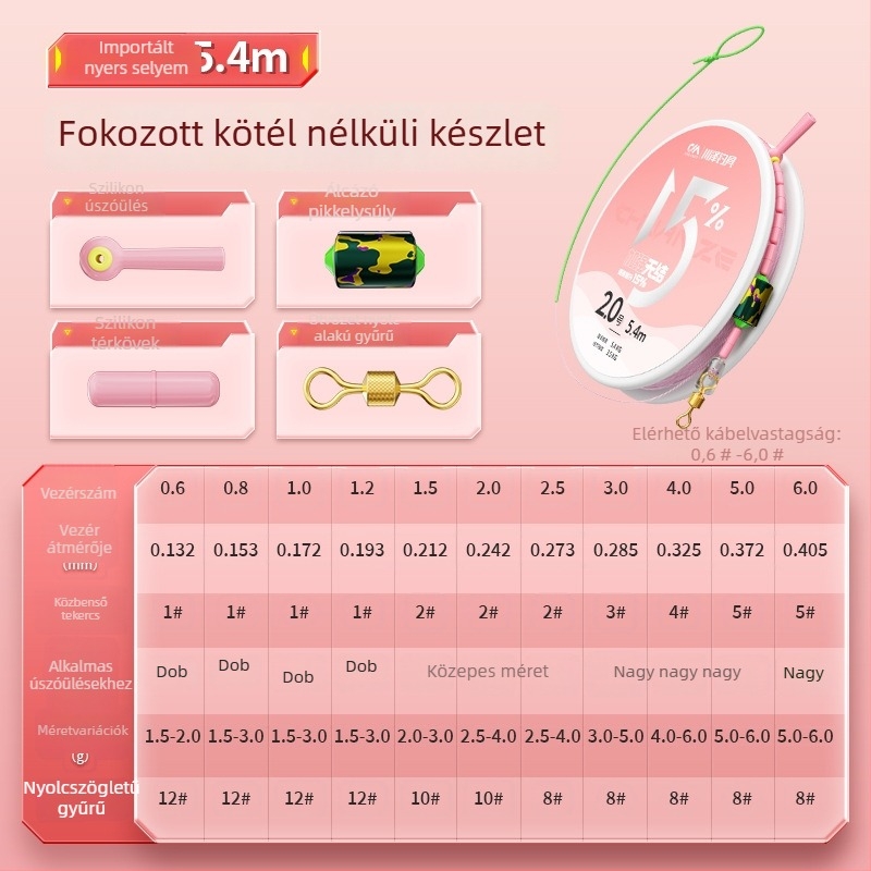 Fő horgász damil, megerősített, csomómentes, nylonból, horgászatra folyóvizekben, tavakban és tározókban