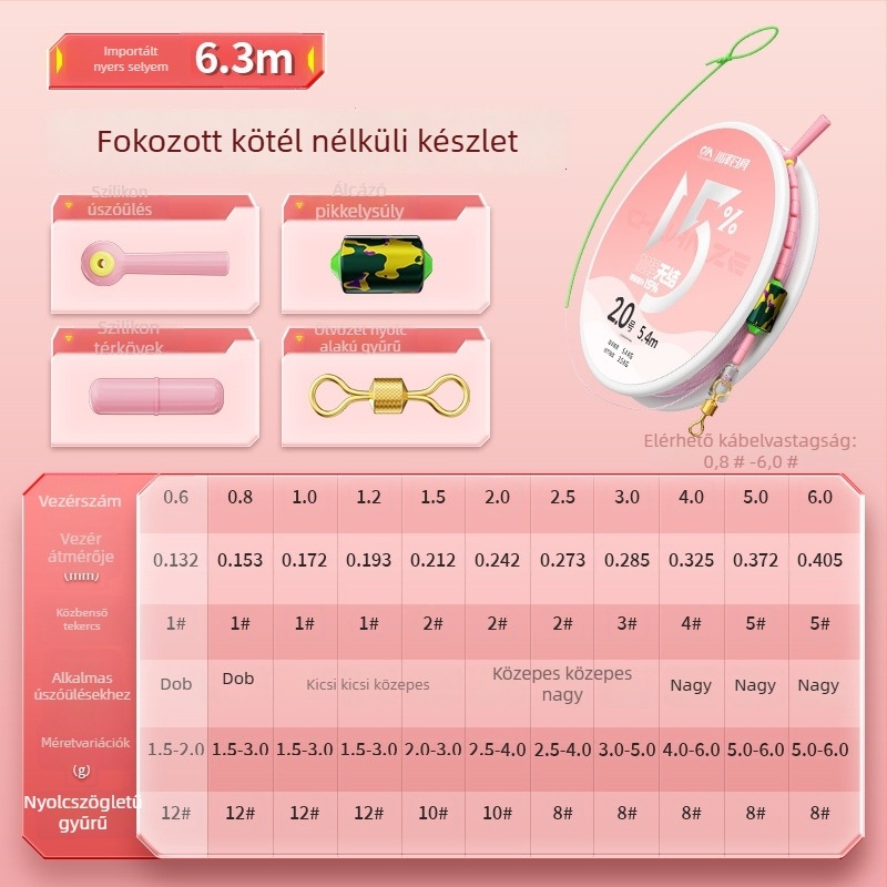 Fő horgász damil, megerősített, csomómentes, nylonból, horgászatra folyóvizekben, tavakban és tározókban