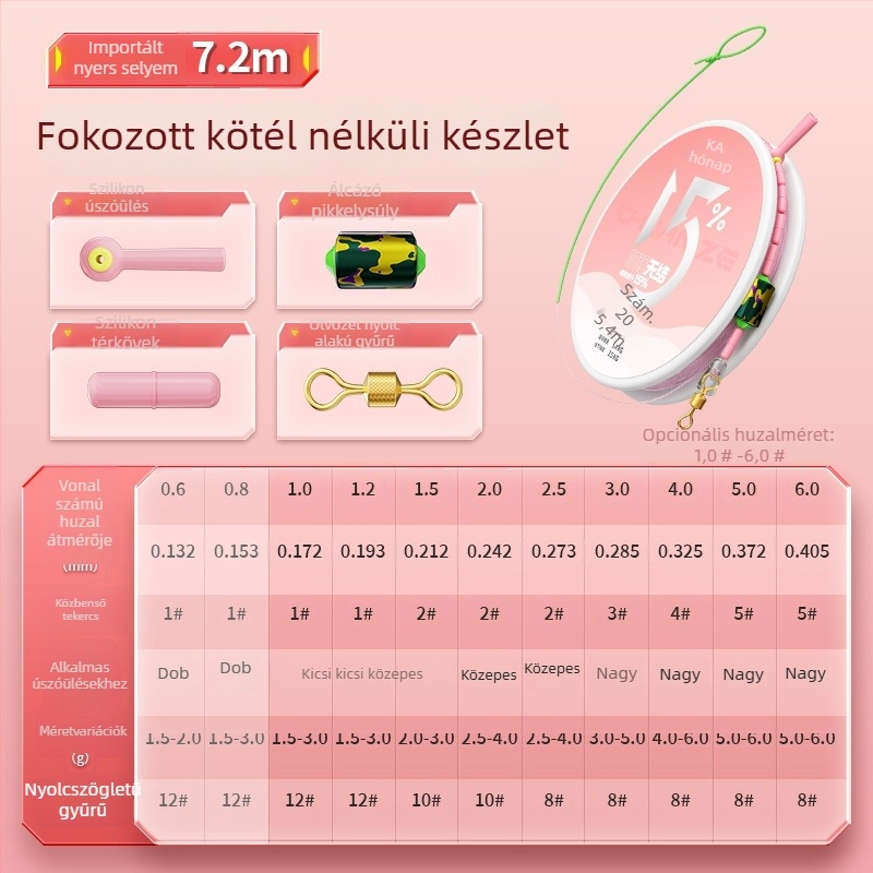 Fő horgász damil, megerősített, csomómentes, nylonból, horgászatra folyóvizekben, tavakban és tározókban