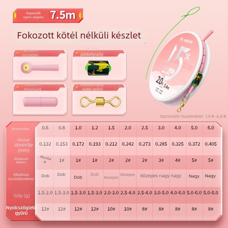 Fő horgász damil, megerősített, csomómentes, nylonból, horgászatra folyóvizekben, tavakban és tározókban