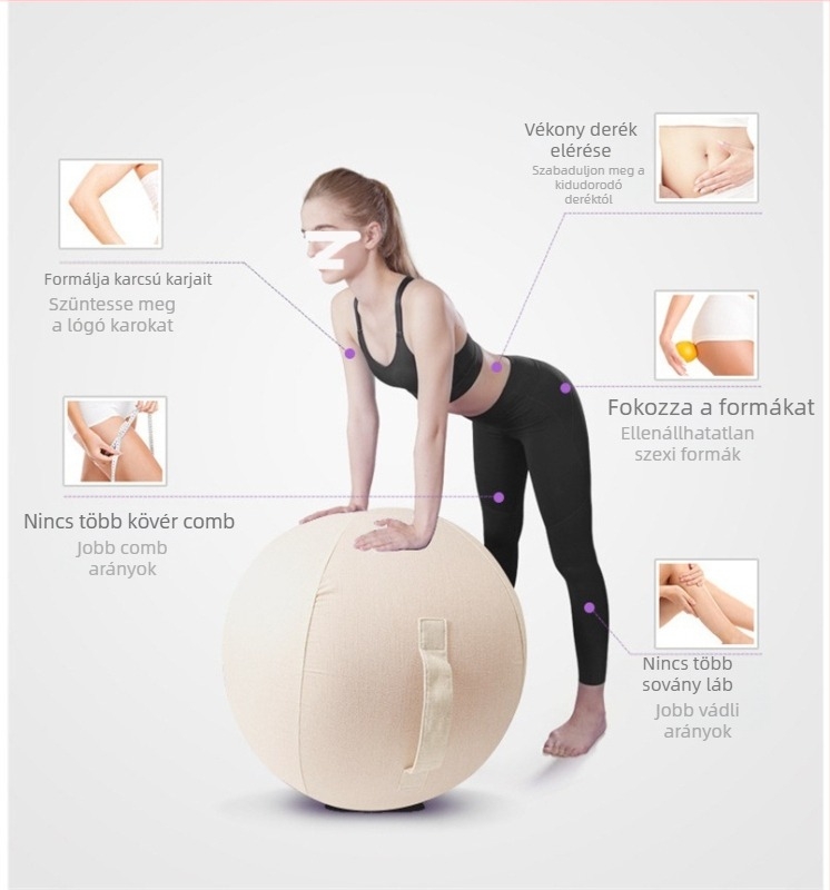 Otthoni Pilates jógalabda készlet pamut-lin borítással, anti-burst, labdás székkel – terhes nők számára, 55/65/75 cm