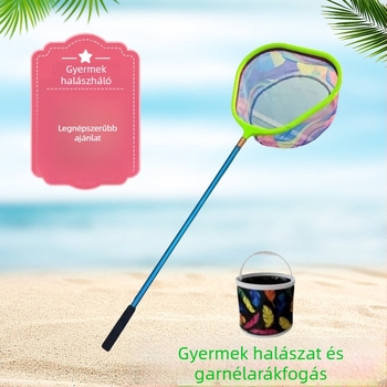 Gyerekeknek szóló rozsdamentes acél teleszkópos halászháló finom szemű hálóval és nagy sűrűséggel – terhelhetőség 5 kg