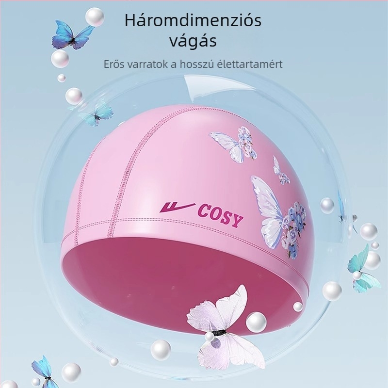 Felnőtt úszósapka, vízálló PU anyag, egyszínű, hosszú hajúaknak és nagy fejkerülethez, fülvédő