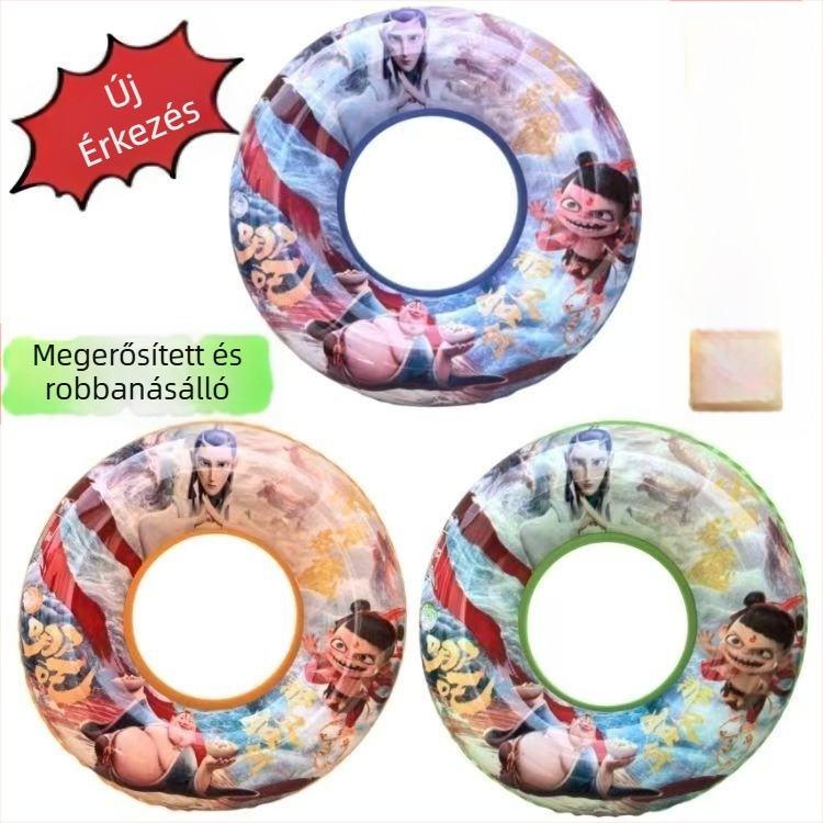 Gyermekeknek szánt úszógyűrű – Cartoon Nezha dizájn, nyomtatott minta, környezetbarát PVC, PVC vastagság 17
