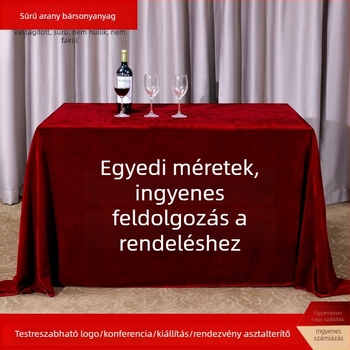 Asztalterítő bársonyos anyagból, téglalap alakú, konferenciaeseményekhez és irodai kiállításokhoz, szállodai stílus