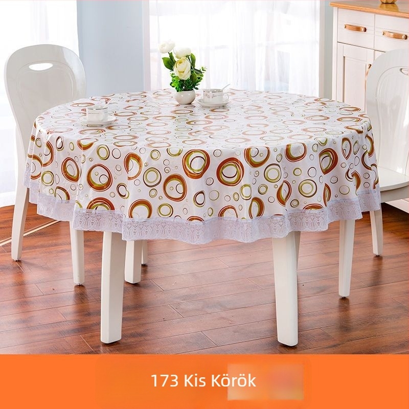 Hotel-stílusú kerek asztalterítő – vízálló, olajálló, égésálló, mosás nélküli, PVC, nagy kerek asztalterítő kínai stílusú otthoni használatra